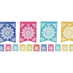 Patterned Multi Coloured Paper Bunting - 3.6M Mexican Decoration<Party Delights New