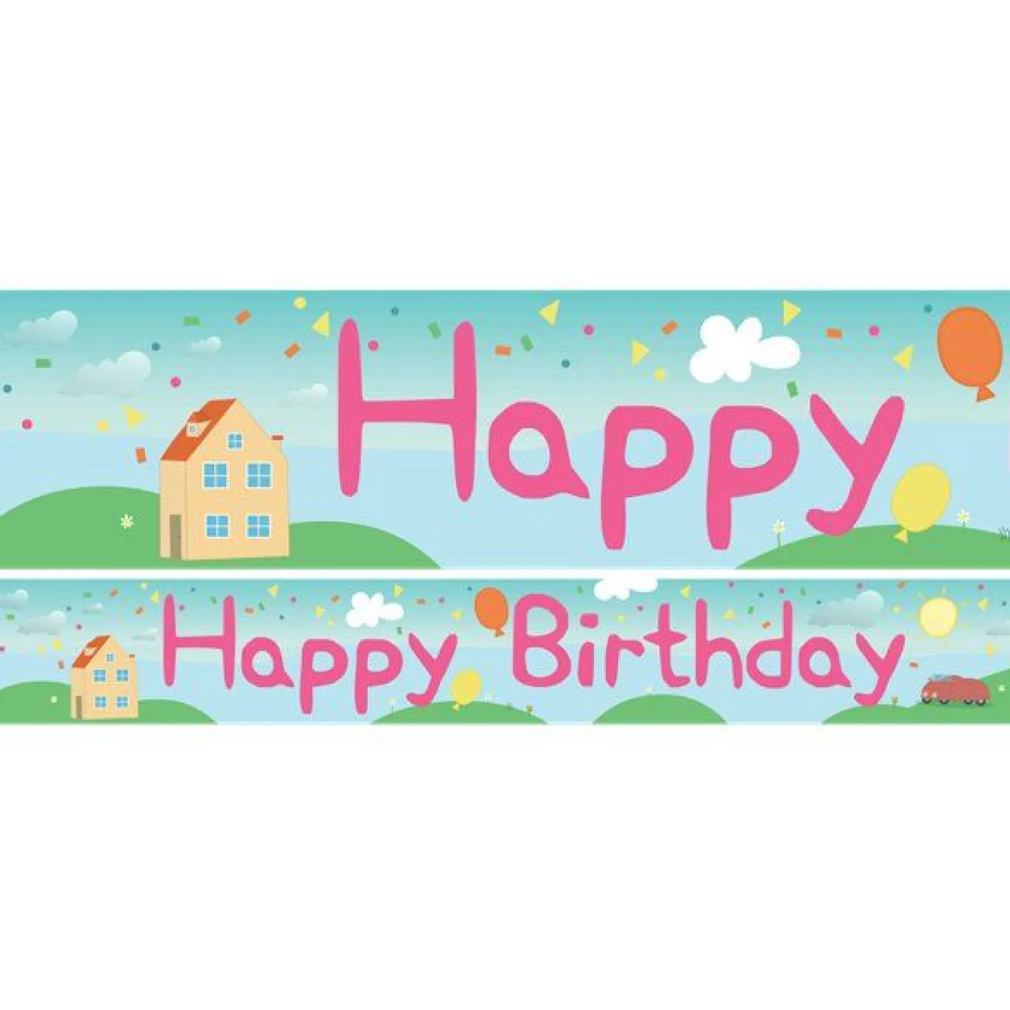 Peppa Pig Style Paper Banners - 1M (3Pk)<Party Delights Sale