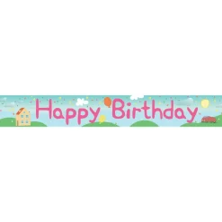 Peppa Pig Style Paper Banners - 1M (3Pk)<Party Delights Sale