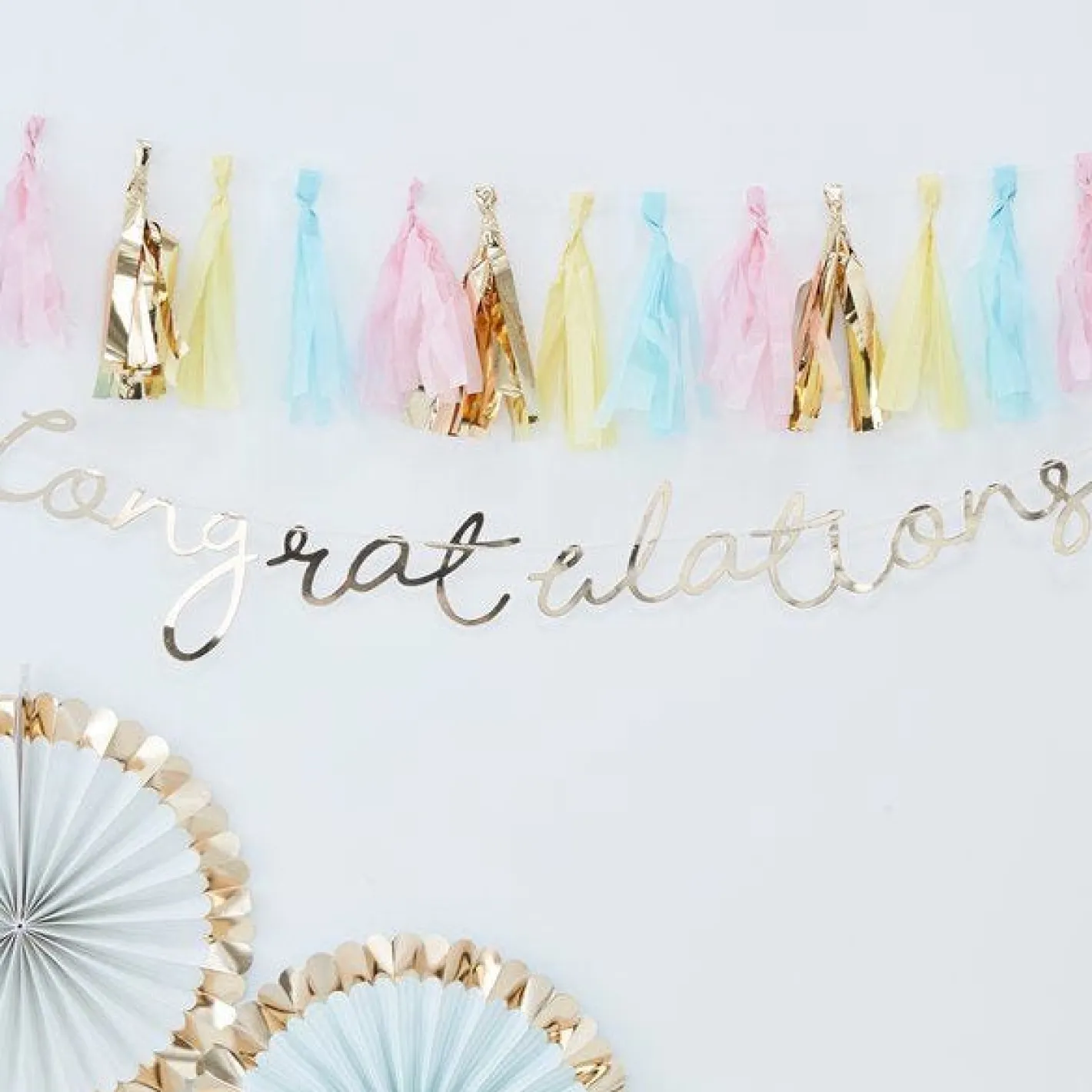 Pick & Mix Pastel Gold 'Congratulations' Banner - 1.5M<Party Delights Online
