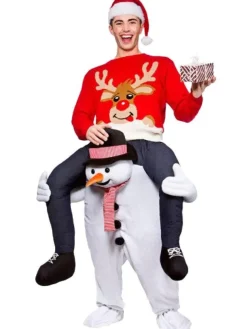 Men's Party Delights Men's<Piggyback Snowman - Adult Costume