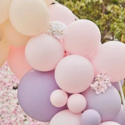 Pink & Lilac Mix Balloon Arch With Hydrangea Flowers - 75 Balloons<Party Delights Discount