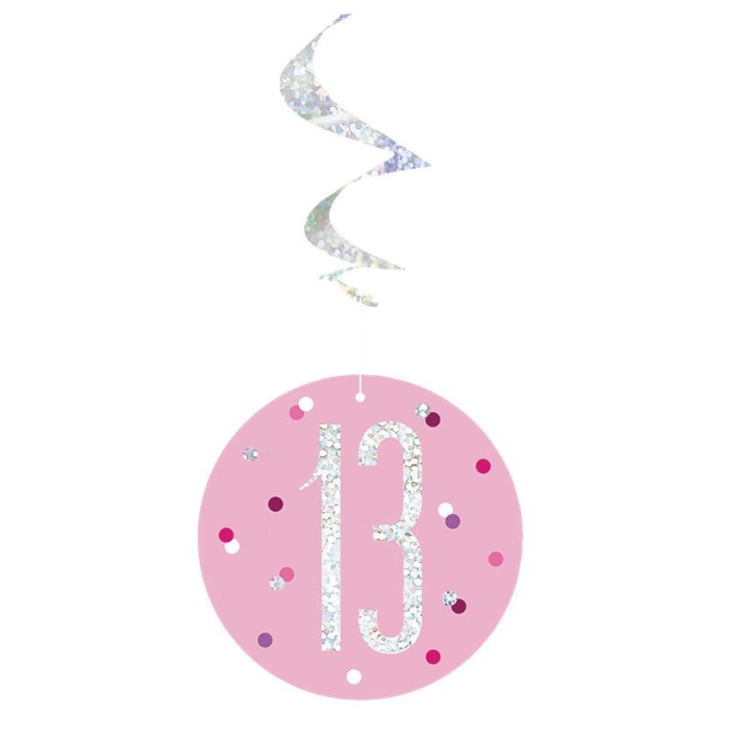 Pink Birthday Glitz Age 13 Hanging Swirls - 80Cm (6Pk)<Party Delights Online