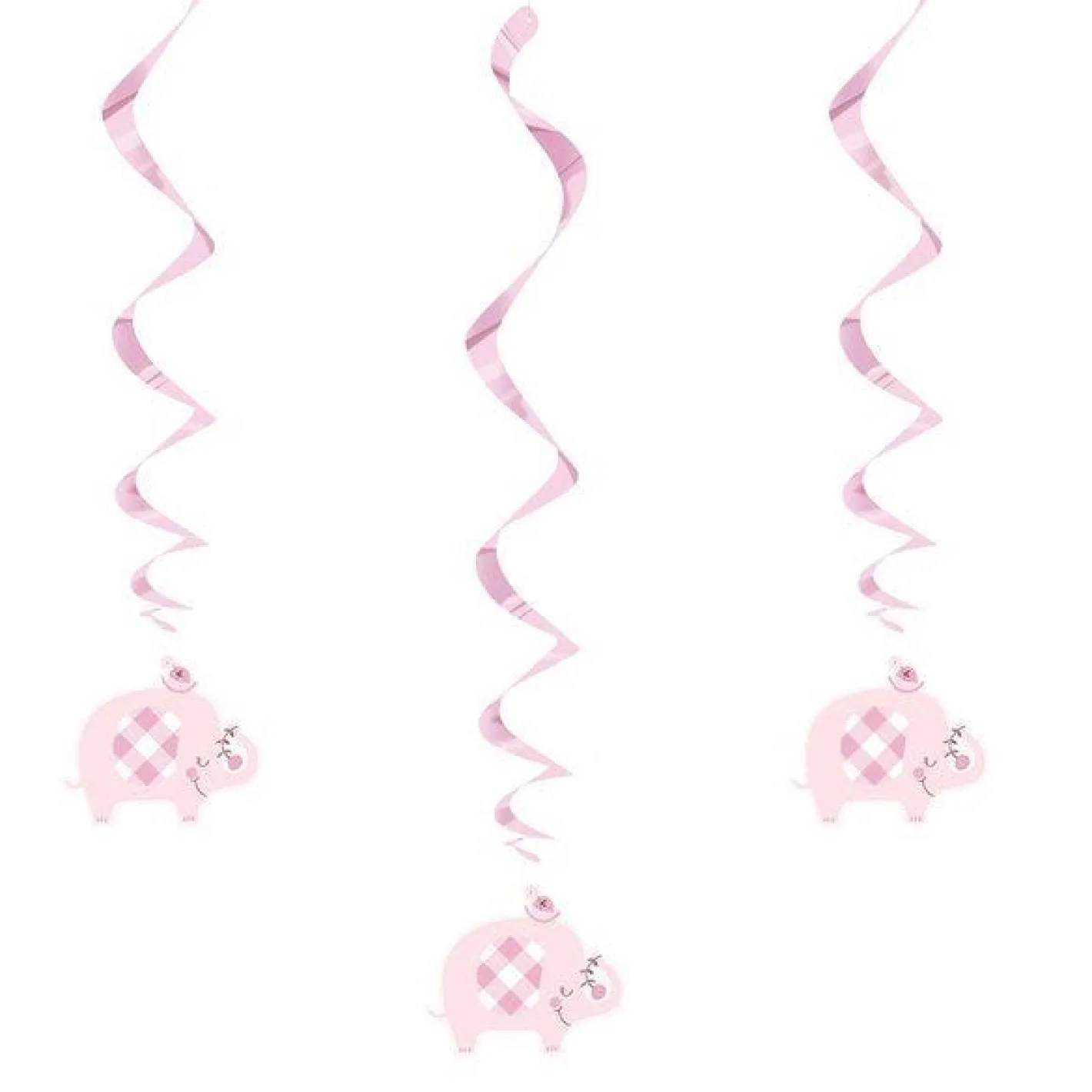 Pink Floral Elephant Hanging Swirl Decorations - 66Cm (3Pk)<Party Delights Hot