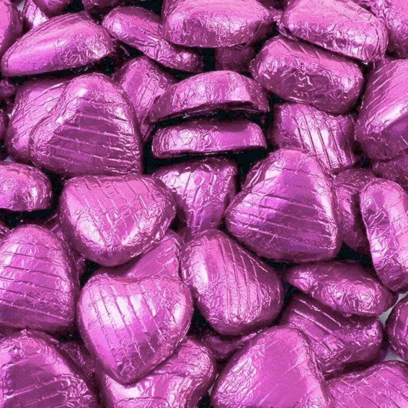 Pink Foil Chocolate Hearts X100<Party Delights Online