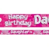 Pink 'Happy Birthday Daughter' Holographic Foil Banner - 2.7M<Party Delights Best
