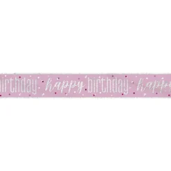 Pink 'Happy Birthday' Foil Banner - 2.75M<Party Delights New