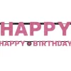 Pink 'Happy Birthday' Holographic Paper Letter Banner - 2.1M<Party Delights Discount