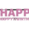 Pink 'Happy 70Th Birthday' Holographic Paper Letter Banner - 2M<Party Delights Hot