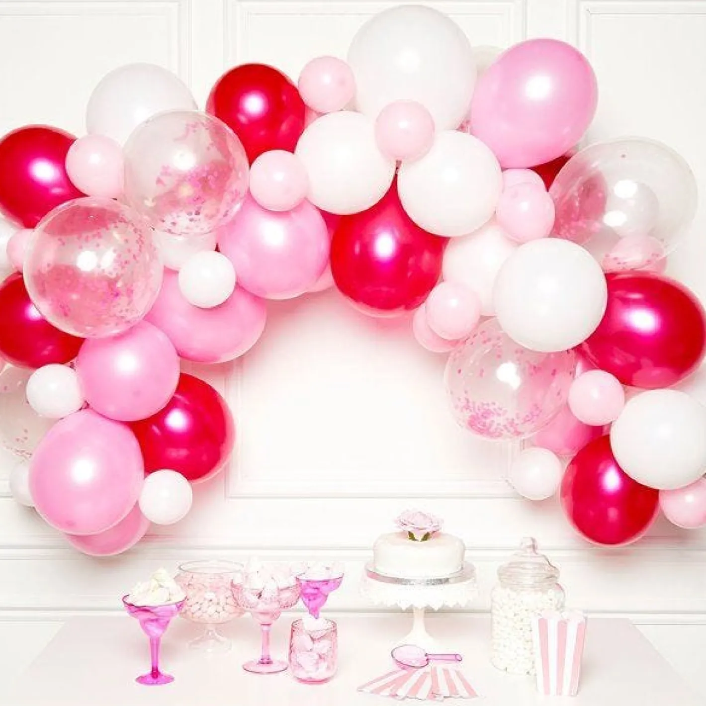 Pink Latex Balloon Arch Garland - 70 Balloons<Party Delights New
