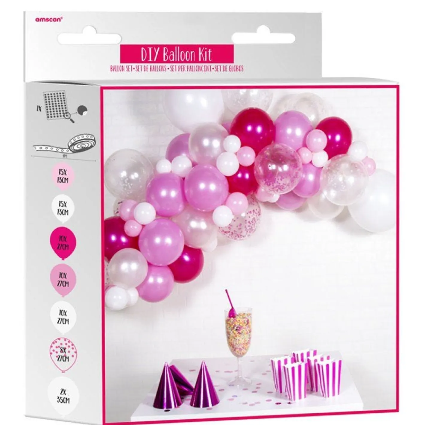 Pink Latex Balloon Arch Garland - 70 Balloons<Party Delights New