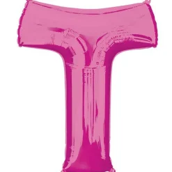 Pink Letter T Air Filled Balloon - 16" Foil<Party Delights New