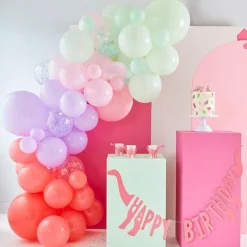 Pink, Lilac, Pastel Green And Confetti Balloon Arch - 75 Balloons<Party Delights Sale