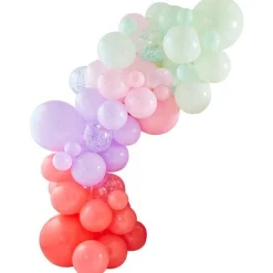 Pink, Lilac, Pastel Green And Confetti Balloon Arch - 75 Balloons<Party Delights Sale