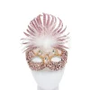 Pink Masquerade Mask With Sequins, Glitter & Feathers<Party Delights