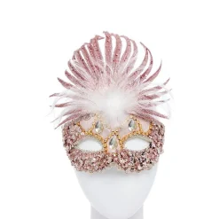 Pink Masquerade Mask With Sequins, Glitter & Feathers<Party Delights