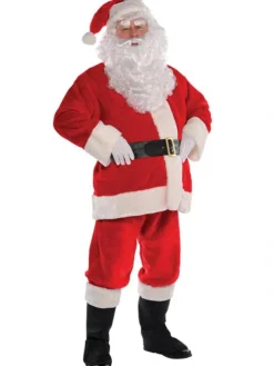 Men's Party Delights Men's<Plush Santa Suit - Adult Costume
