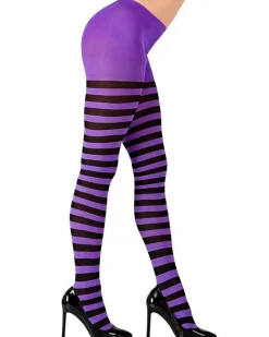 Women's Party Delights Women's<Purple & Black Tights - Adult Plus Size