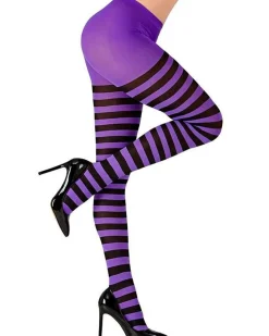 Women's Party Delights Women's<Purple & Black Tights - Adult Plus Size