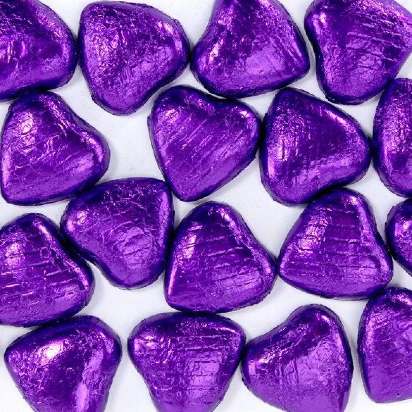 Purple Foil Chocolate Hearts X20<Party Delights Best