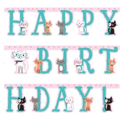 Purr-Fect Party 'Happy Birthday' Paper Banner - 3M<Party Delights Hot