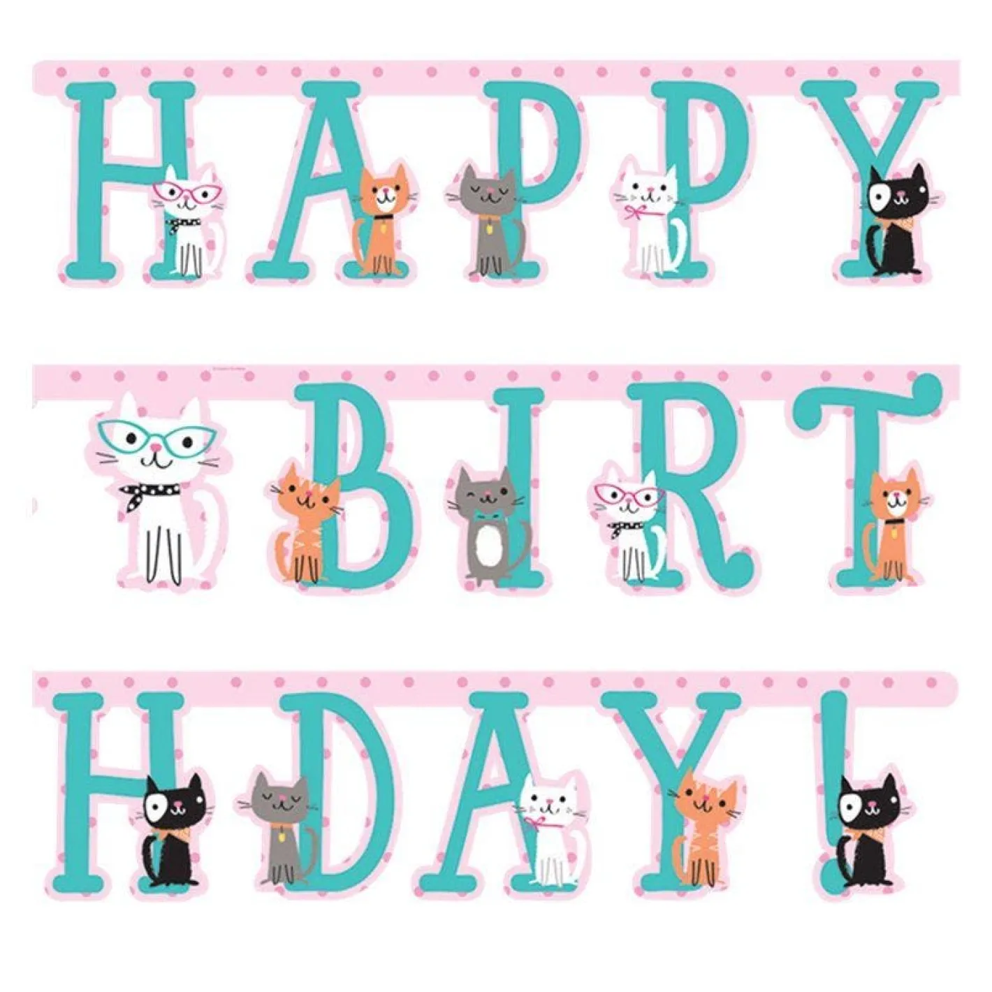 Purr-Fect Party 'Happy Birthday' Paper Banner - 3M<Party Delights Hot