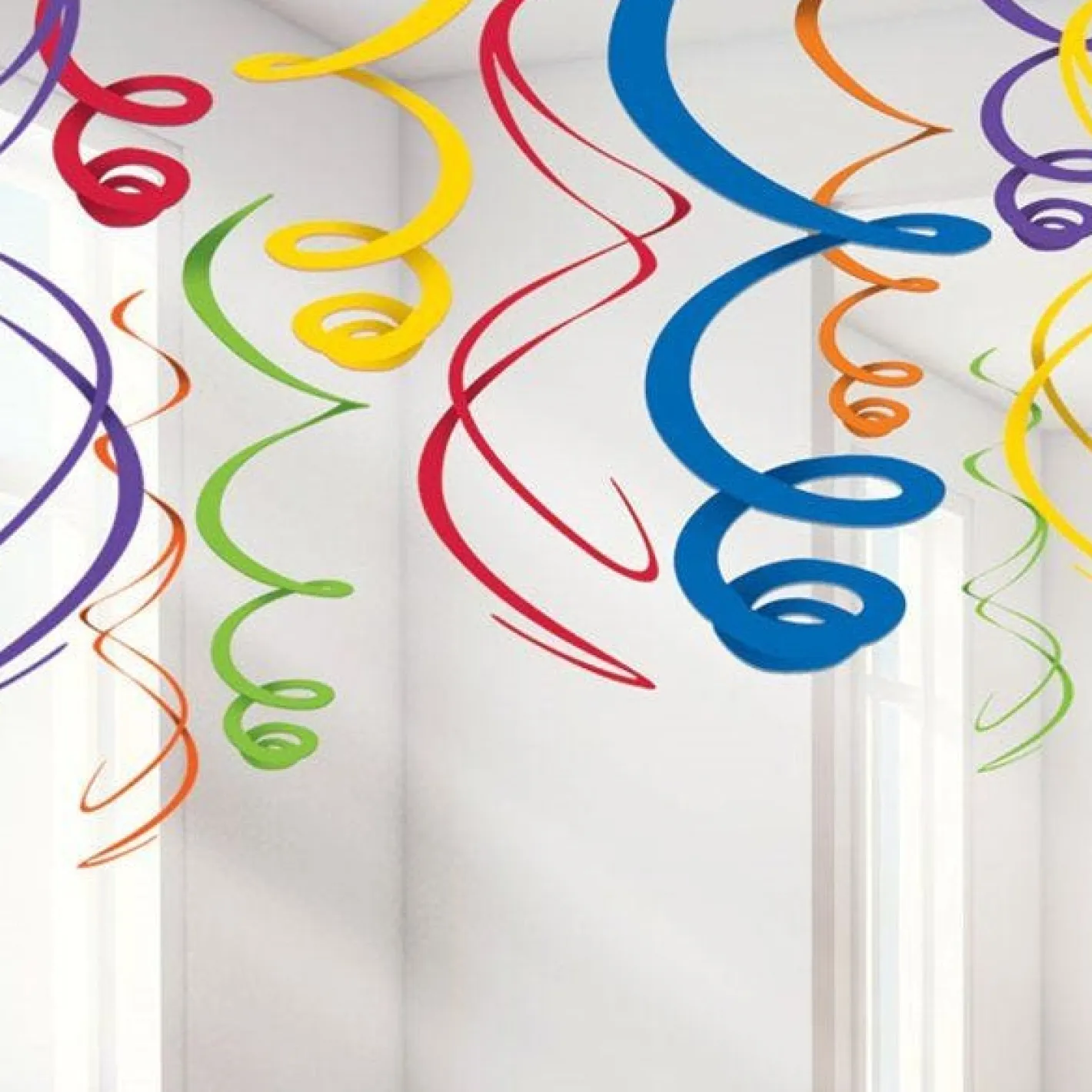 Rainbow Hanging Swirls Decoration - 55Cm (12Pk)<Party Delights Hot