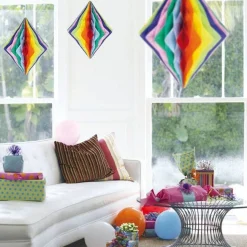 Rainbow Honeycomb Diamond Decoration - 30Cm<Party Delights Discount