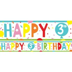 3Rd Birthday Paper Banners - 1M (3Pk)<Party Delights Clearance