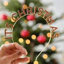 Party Delights Christmas Party Accessories<Red & Gold It's Christmas Metal Headband