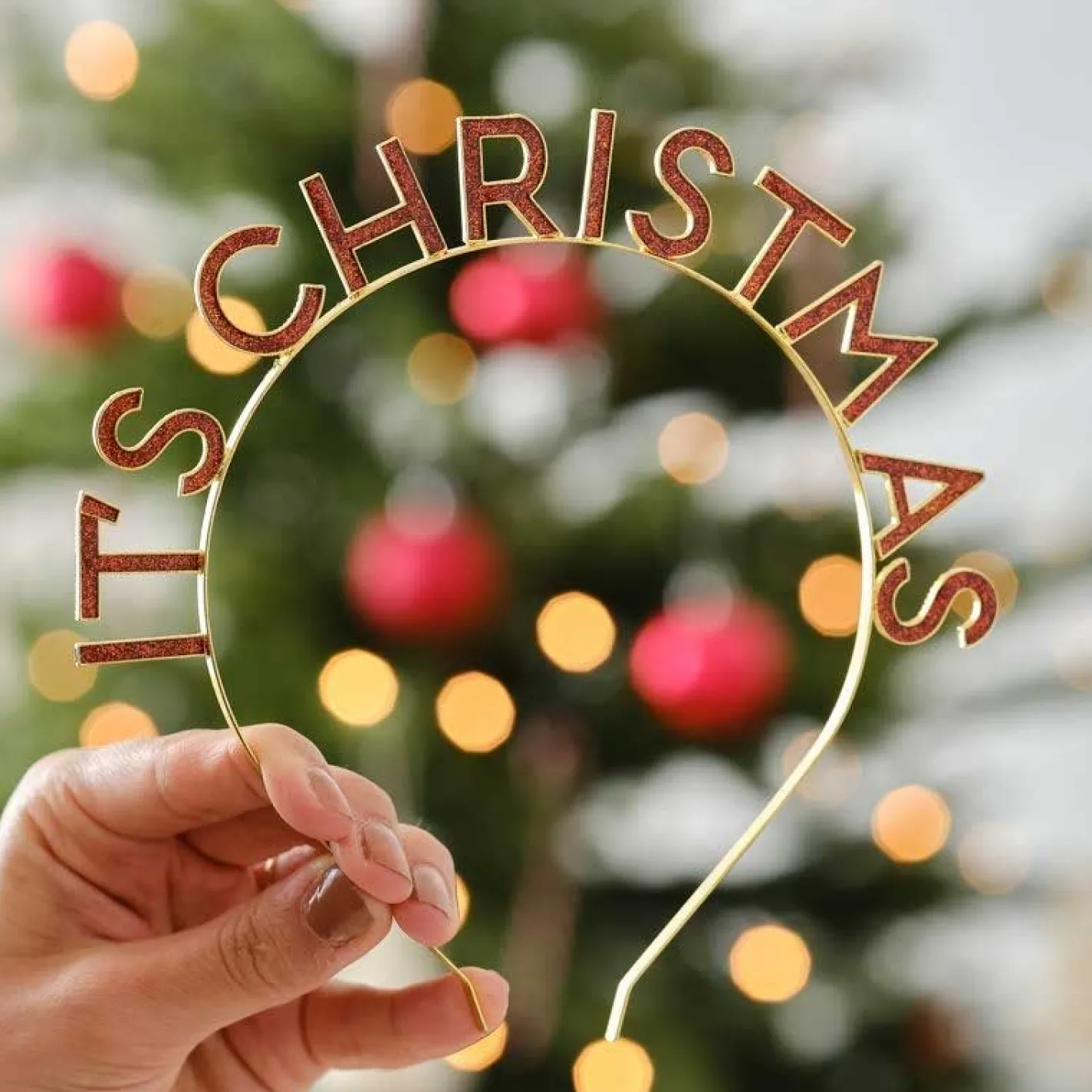 Party Delights Christmas Party Accessories<Red & Gold It's Christmas Metal Headband