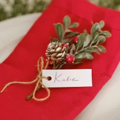 Party Delights Tableware<Red Berry Sprig Place Card Holders - 15Cm (6Pk)