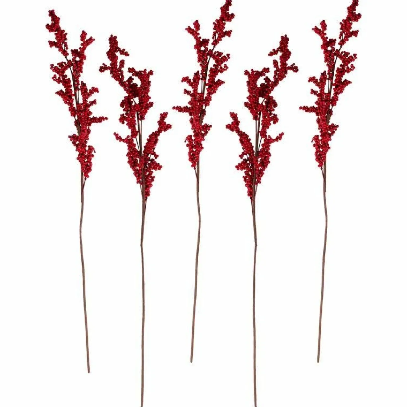 Red Berry Stems Christmas Foliage - 75Cm (5Pk)<Party Delights Sale
