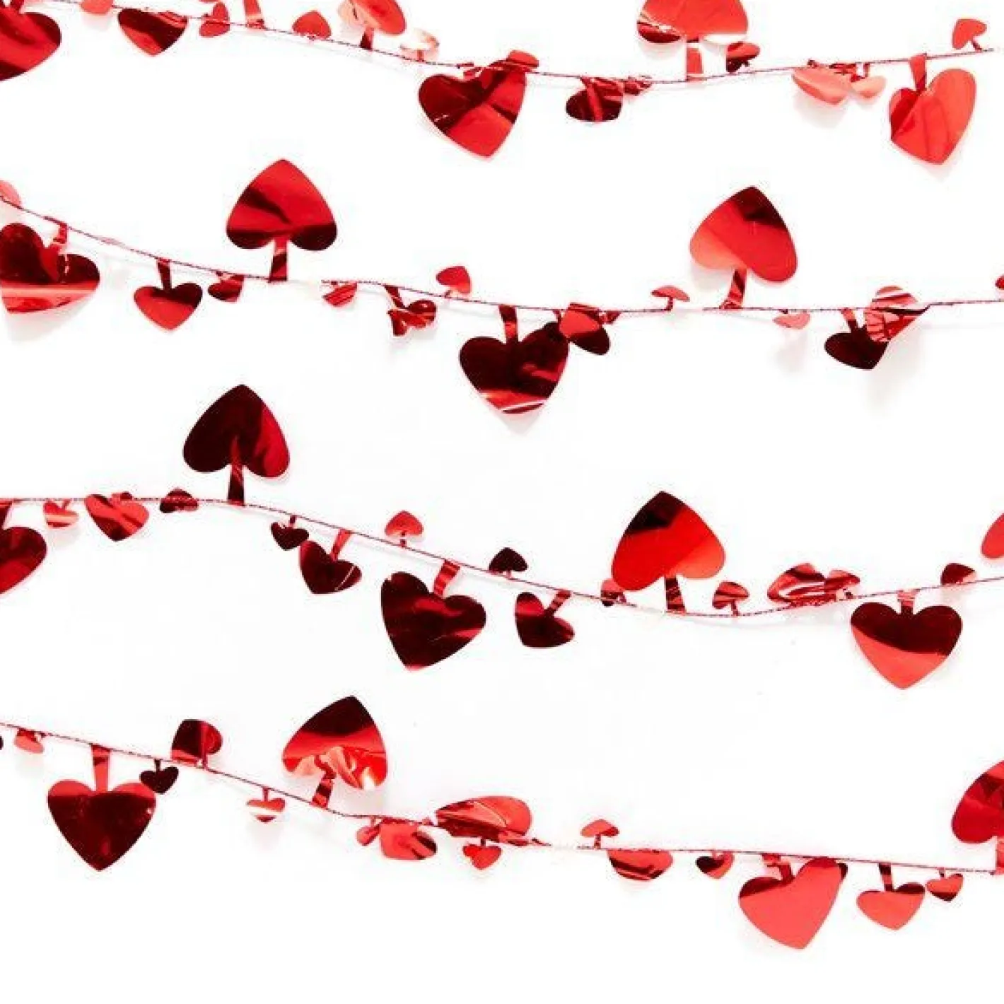 Red Foil Heart Garland - 63Cm<Party Delights Clearance