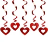 Red Heart Hanging Swirls - 60Cm (5Pk)<Party Delights Online