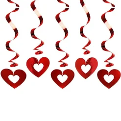 Red Heart Hanging Swirls - 60Cm (5Pk)<Party Delights Online