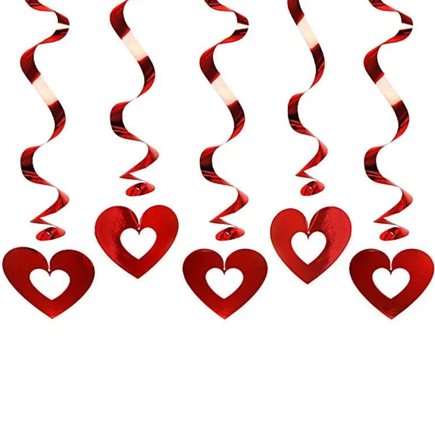 Red Heart Hanging Swirls - 60Cm (5Pk)<Party Delights Online