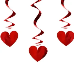 Red Heart Hanging Swirls - 60Cm (3Pk)<Party Delights Clearance