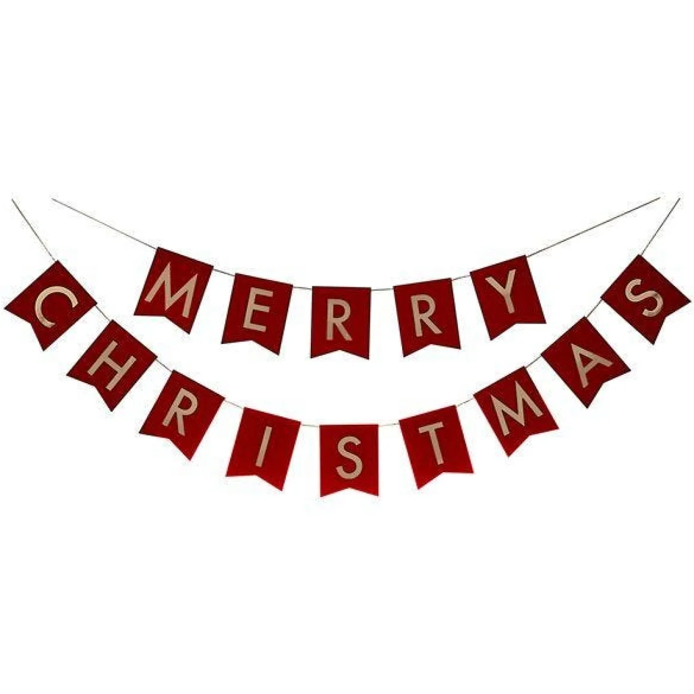 Red Merry Christmas Velvet Bunting - 2M<Party Delights Outlet