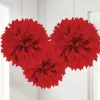 Red Pom Pom Decorations - 40Cm (3Pk)<Party Delights Sale