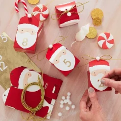 Party Delights Christmas Party Accessories<Red Santa Shaped Christmas Advent Calendar Boxes (24Pk)