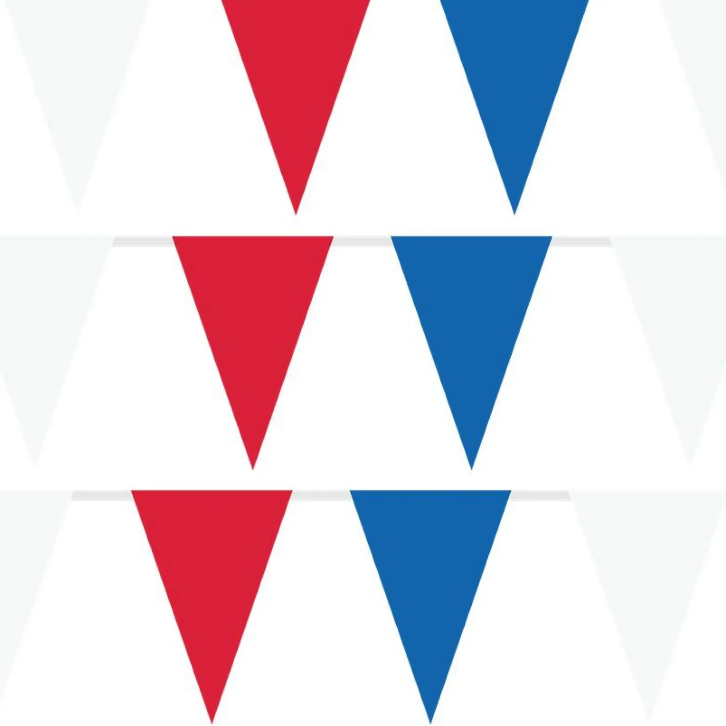 Red, White & Blue Plastic Pennant Bunting - 36M<Party Delights Hot