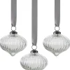 Party Delights Hanging Decorations<Ribbed Glass Tree Decoration (3Pk)