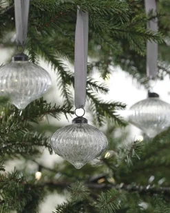 Party Delights Hanging Decorations<Ribbed Glass Tree Decoration (3Pk)