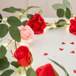 Rose Foliage Garland With String Lights - 1.8M<Party Delights Online