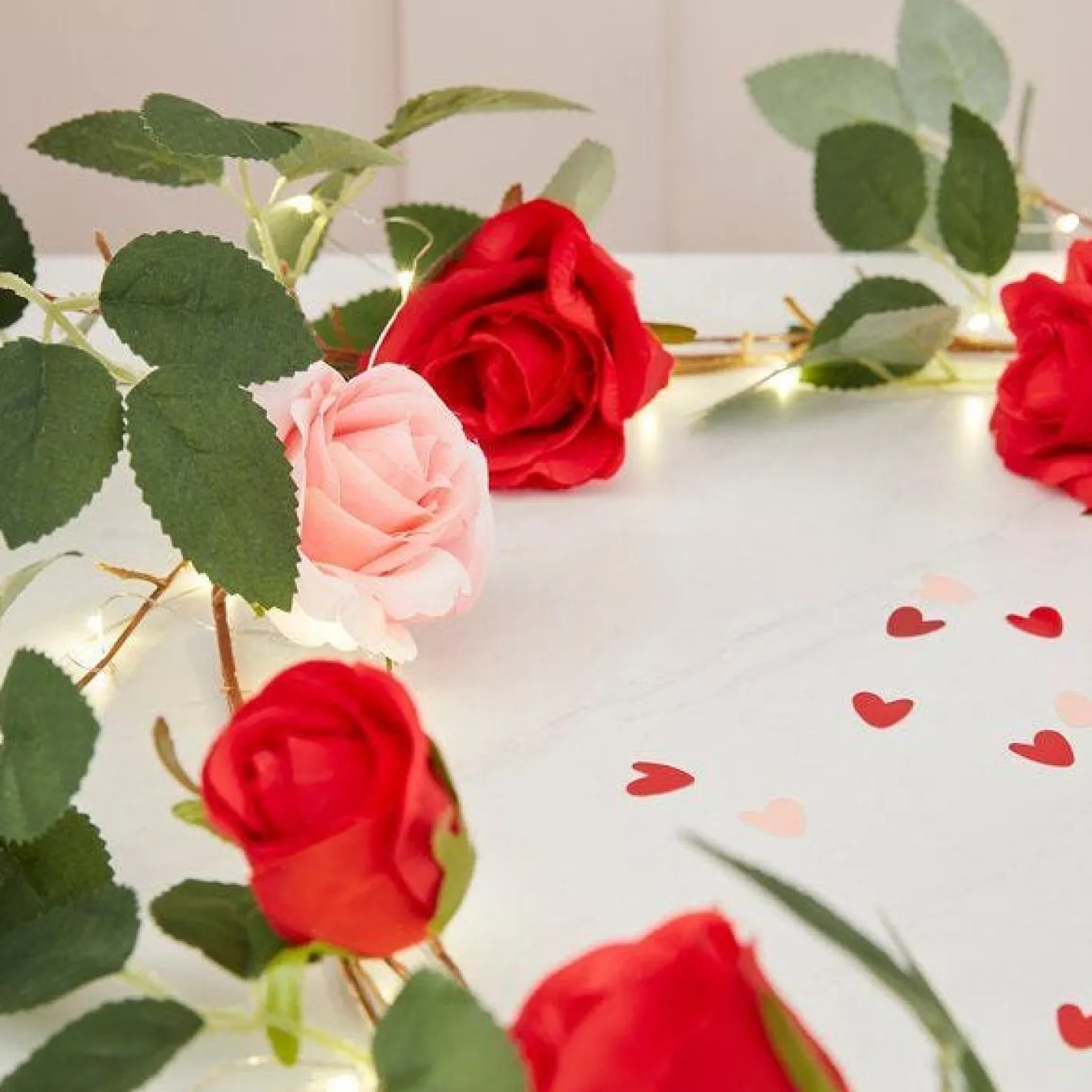 Rose Foliage Garland With String Lights - 1.8M<Party Delights Online