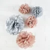 Rose Gold & Grey Paper Pom Pom Decorations (5Pk)<Party Delights Sale