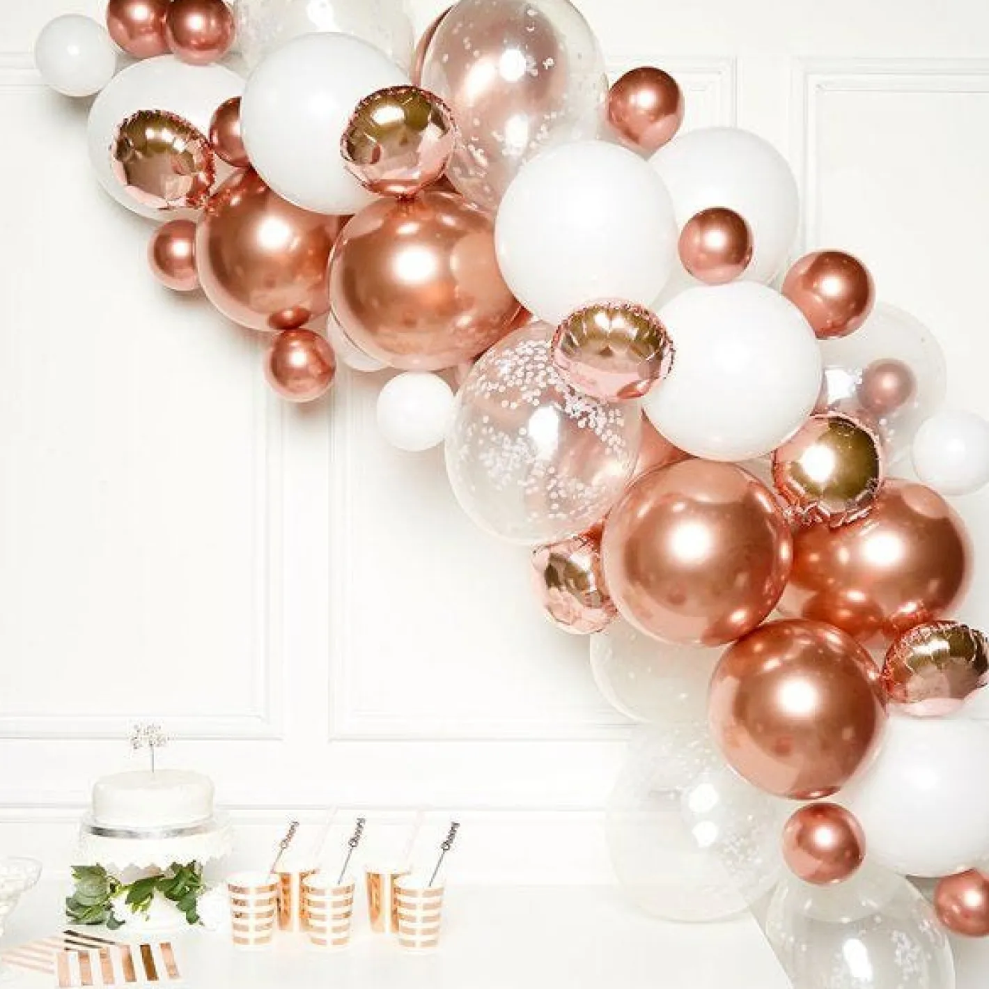 Rose Gold Balloon Arch Garland - 66 Balloons<Party Delights Discount