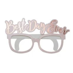 Rose Gold Best Day Ever Paper Glasses (8Pk)<Party Delights Clearance