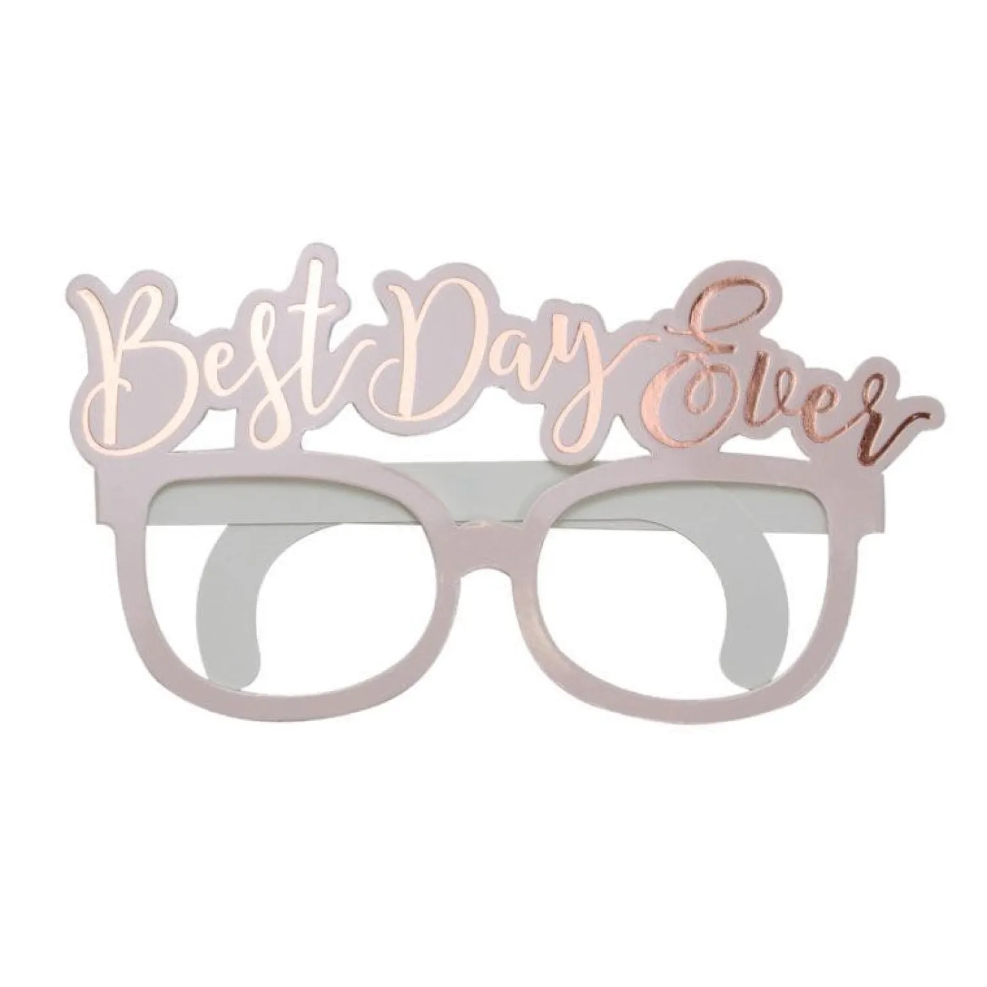 Rose Gold Best Day Ever Paper Glasses (8Pk)<Party Delights Clearance
